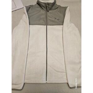 Zip up white and grey fleece jacket